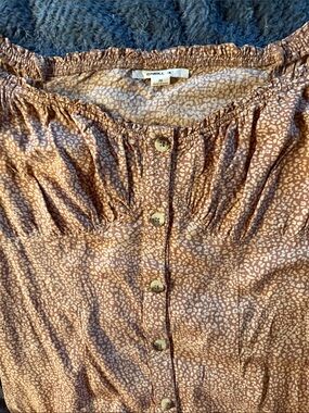 O'Neill Tan Brown Speckled Button-Front Dress